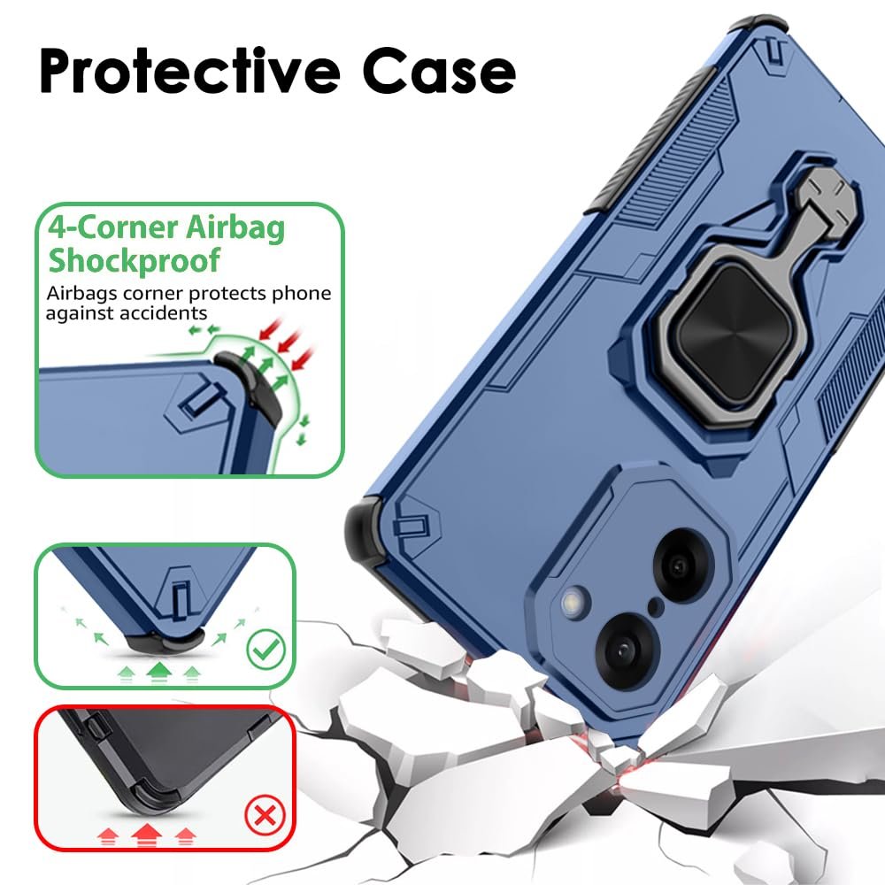 TheGiftKart Tough Armor Bumper Back Case Cover for OnePlus Nord CE 5 5G | Ring Holder & Kickstand in-Built | 360 Degree Protection Back Case Cover for OnePlus Nord CE5 5G (PC & TPU, Blue) - Image 4