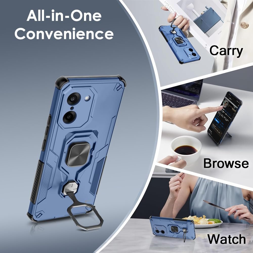 TheGiftKart Tough Armor Bumper Back Case Cover for OnePlus Nord CE 5 5G | Ring Holder & Kickstand in-Built | 360 Degree Protection Back Case Cover for OnePlus Nord CE5 5G (PC & TPU, Blue) - Image 7