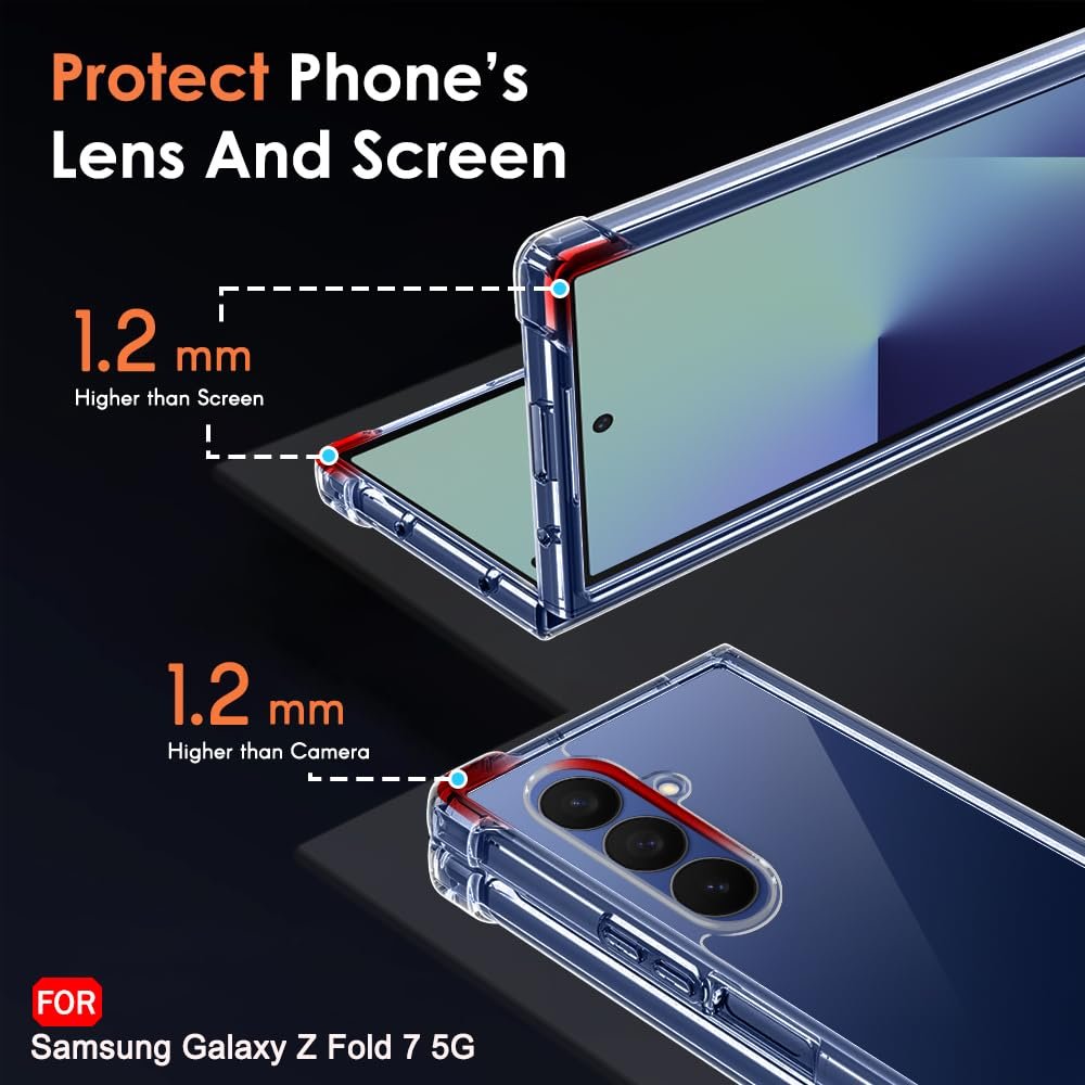 TheGiftKart Crystal Clear Back Cover Case for Samsung Galaxy Z Fold 7 5G | Shock Proof 360° Protection | Hard Clear Back Cover Case for Samsung Galaxy Z Fold 7 5G (PC & TPU, Transparent Bumper) - Image 4