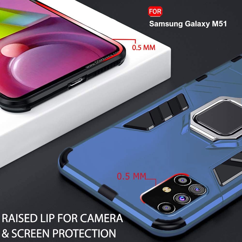 TheGiftKart Tough Armor Bumper Back Case Cover for Samsung Galaxy M51 | Ring Holder & Kickstand in-Built | 360 Degree Protection | Hard Back Case Cover for Samsung Galaxy M51 (PC & TPU, Greyish Blue) - Image 8