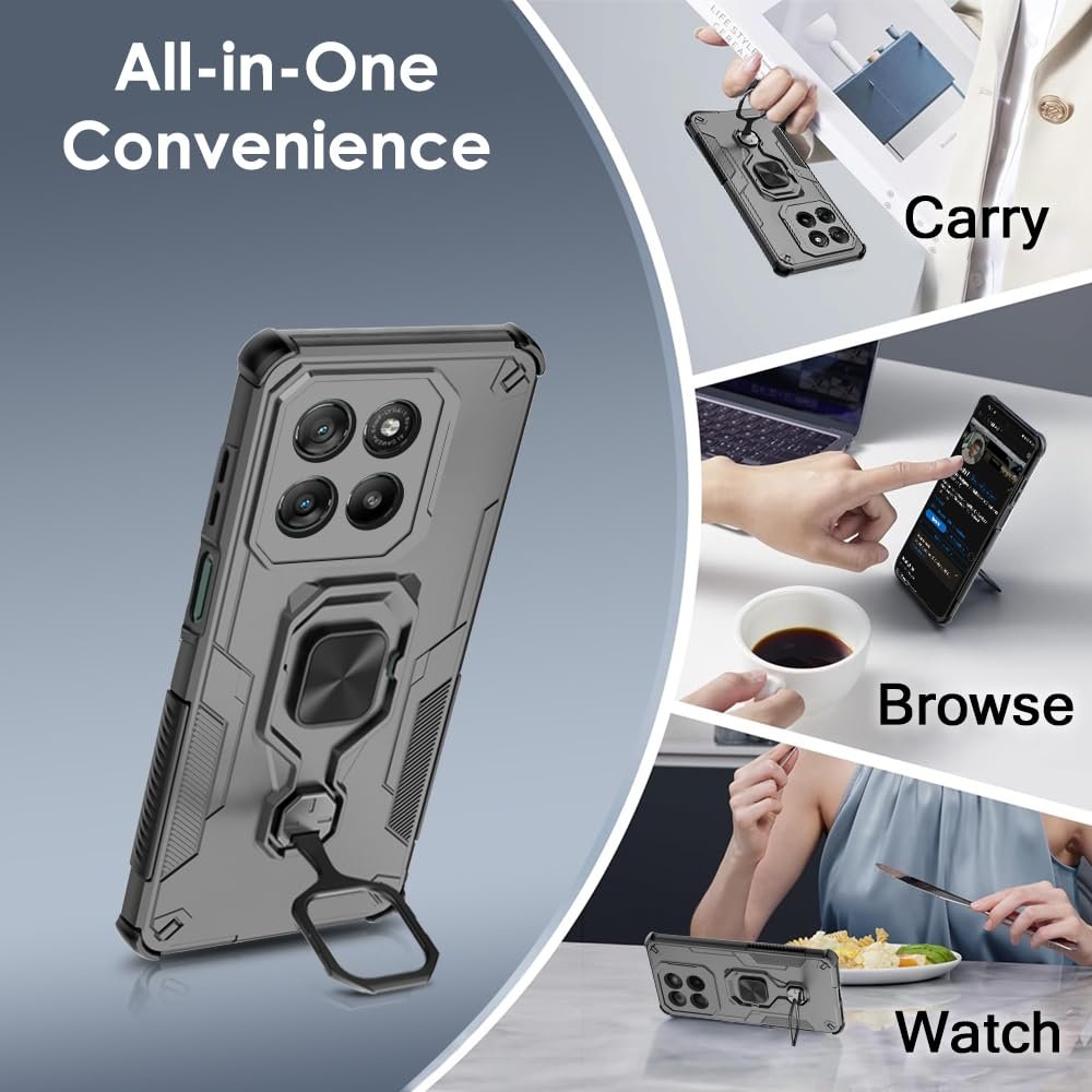 TheGiftKart Tough Armor Bumper Back Case Cover for Motorola Moto G67 Power / G57 Power 5G | Ring Holder & Kickstand in-Built | 360 Degree Protection Back Cover for Moto G67 Power 5G (PC & TPU, Black) - Image 7