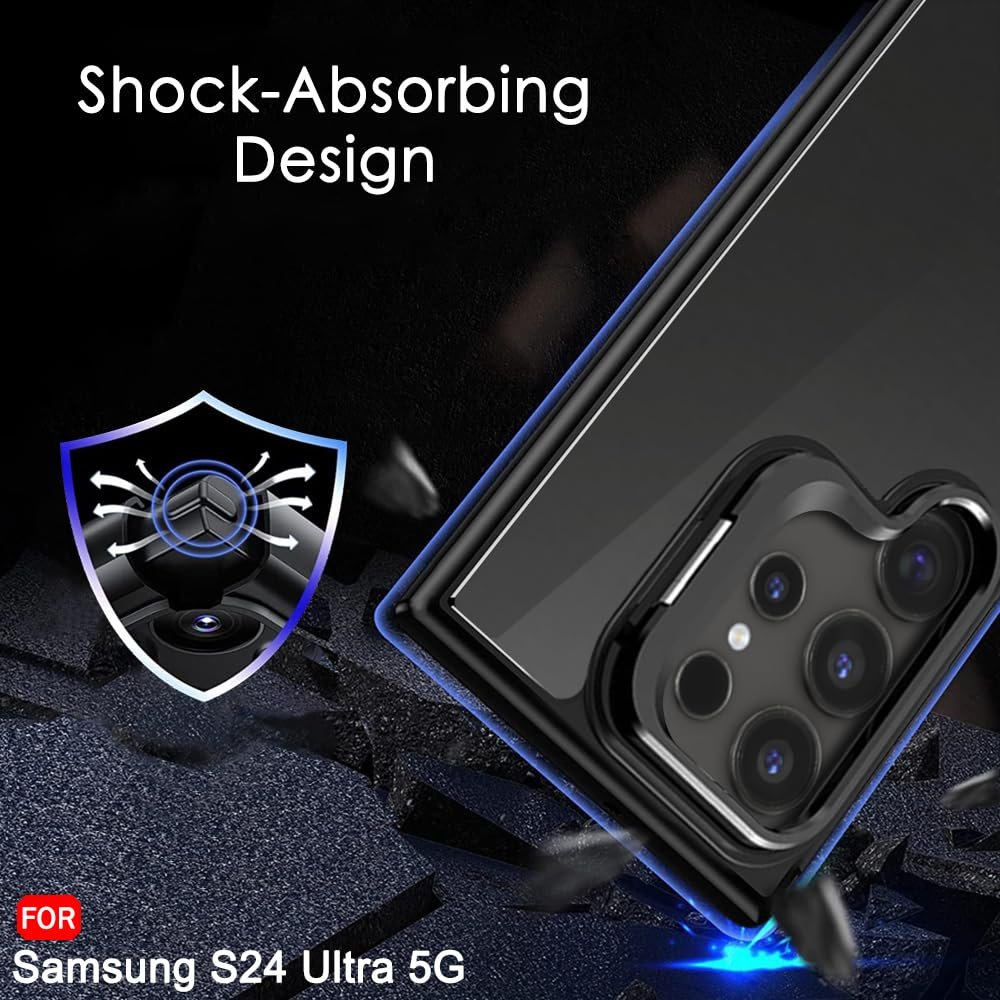 TheGiftKart Hybrid Shockproof Back Cover Case for Samsung Galaxy S24 Ultra 5G | Hard Case for Samsung S24 Ultra (PC & TPU, Built-in Stand, Translucent Smoke Matte Back, Black Sides) - Image 3