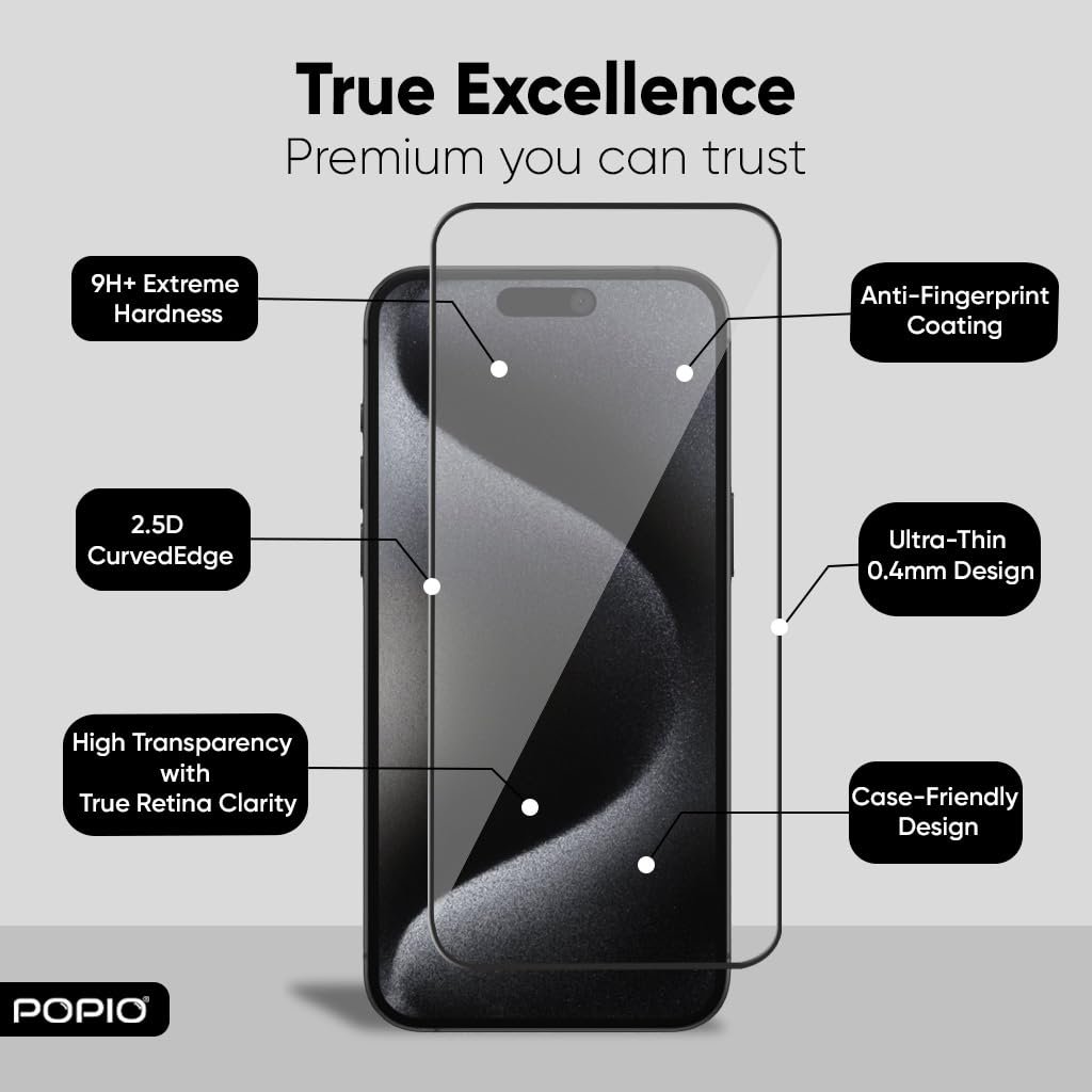 POPIO Military-Grade Gorilla Tempered Glass For iPhone 14 Plus | 9H Hardness, Edge-to-Edge, Bubble-Free - Image 5