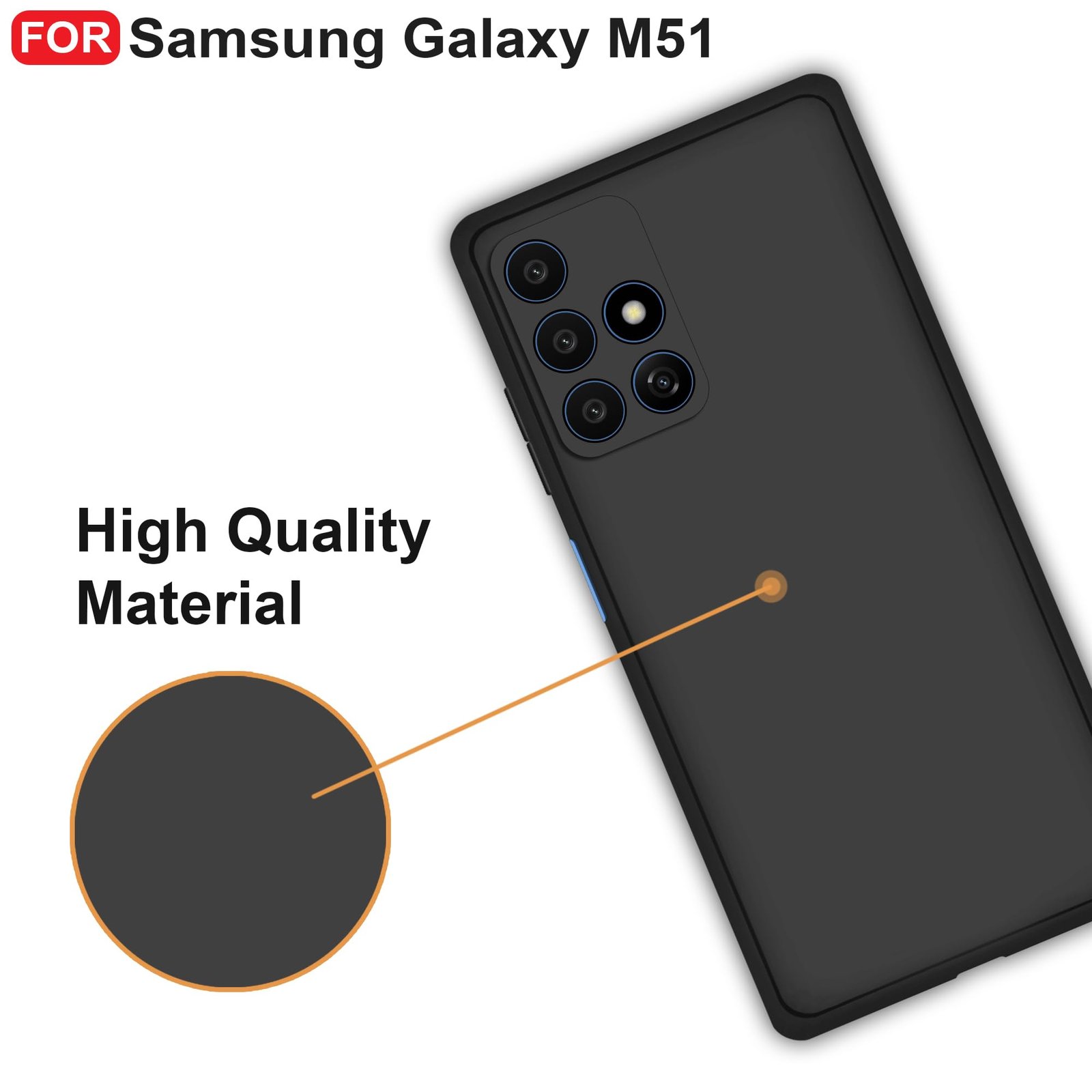 CEDO Back Cover for Samsung Galaxy M51 | Camera Bump Protection & Inner Velvet Fabric Lining | Ultra Slim Matte Soft Rubberised Case Cover (Black) - Image 3