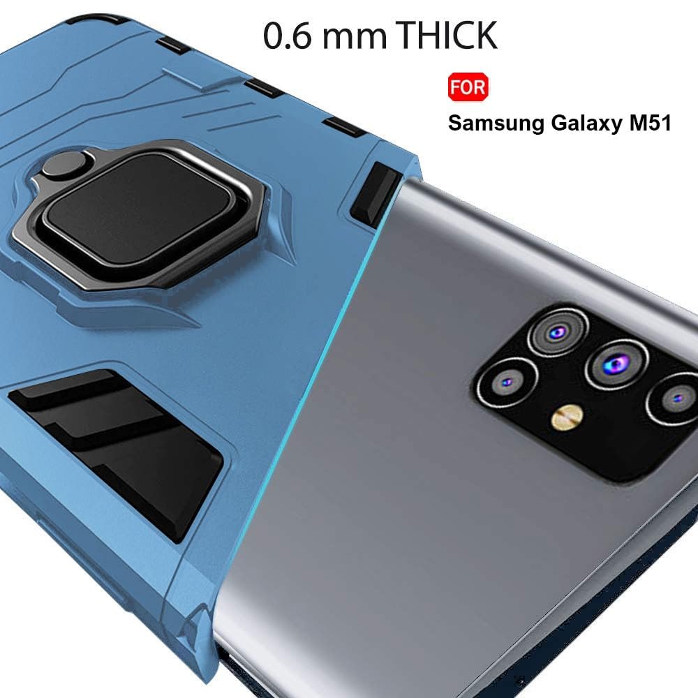 TheGiftKart Tough Armor Bumper Back Case Cover for Samsung Galaxy M51 | Ring Holder & Kickstand in-Built | 360 Degree Protection | Hard Back Case Cover for Samsung Galaxy M51 (PC & TPU, Greyish Blue) - Image 2