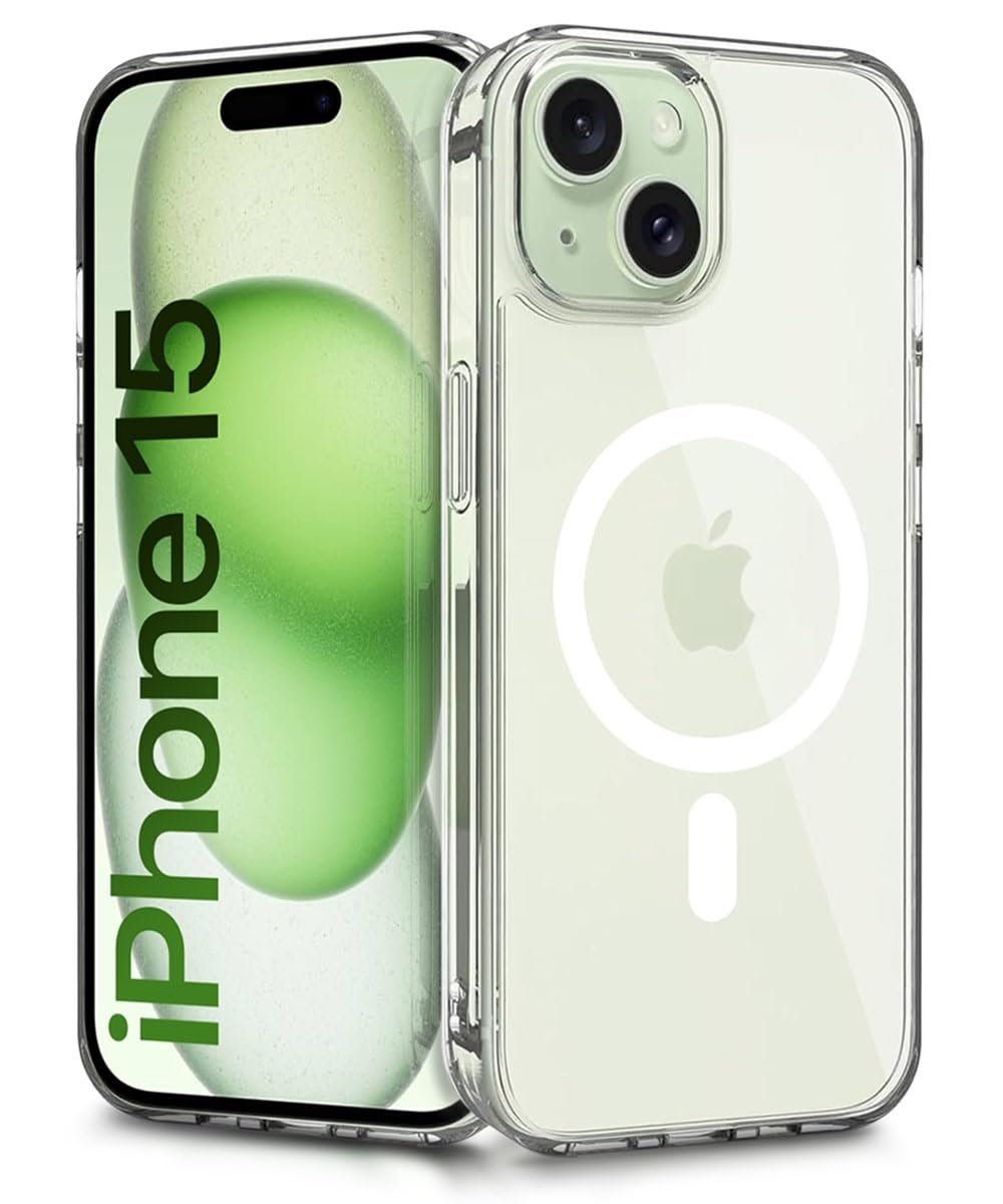 WOW IMAGINE Ultra-Hybrid Back Case Cover for iPhone 15 Compatible with MagSafe | Sleek Hard Crystal Clear Back | Drop & Camera Protection | Shockproof Mobile Case For iPhone 15 (PC & TPU, Transparent)