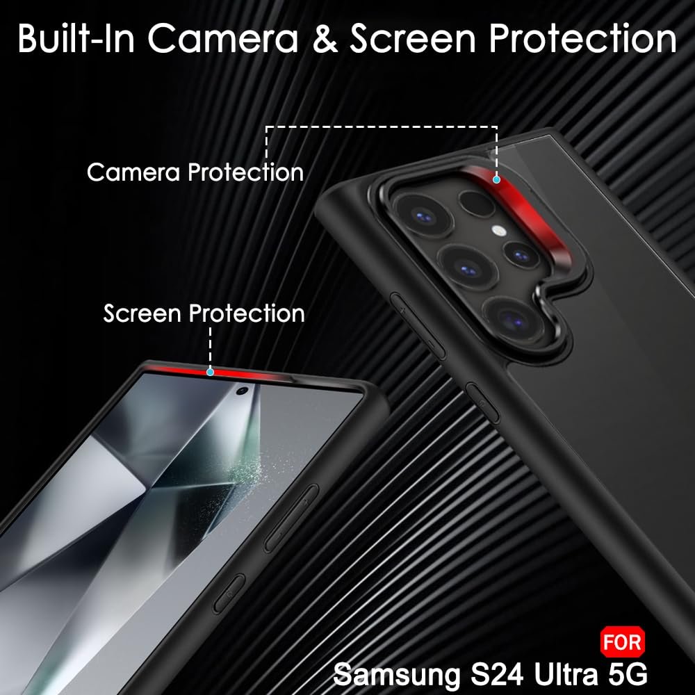 TheGiftKart Hybrid Shockproof Back Cover Case for Samsung Galaxy S24 Ultra 5G | Hard Case for Samsung S24 Ultra (PC & TPU, Built-in Stand, Translucent Smoke Matte Back, Black Sides) - Image 4