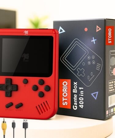 Storio Rechargeable Pocket Video Game for Kids 400 in 1 Retro Game Box Console Handheld Game Box with TV Output, Multicolour
