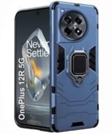 TheGiftKart Tough Armor Bumper Back Case Cover for OnePlus 12R 5G | Ring Holder & Kickstand in-Built | 360 Degree Protection Back Case Cover for OnePlus 12R 5G (PC & TPU, Greyish Blue)