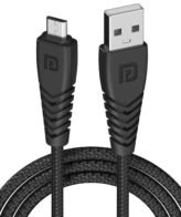 Portronics Konnect B Micro USB Cables For Fast Charging & Data Sync 3.0 Amp with PVC Heads I Nylon Braided I 1 mtr(Black)
