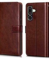 WOW IMAGINE Shock Proof Flip Cover Back Case Cover for Samsung Galaxy M36 5G | Samsung Galaxy F36 5G (Flexible | Leather Finish | Card Pockets Wallet & Stand | Chestnut Brown)