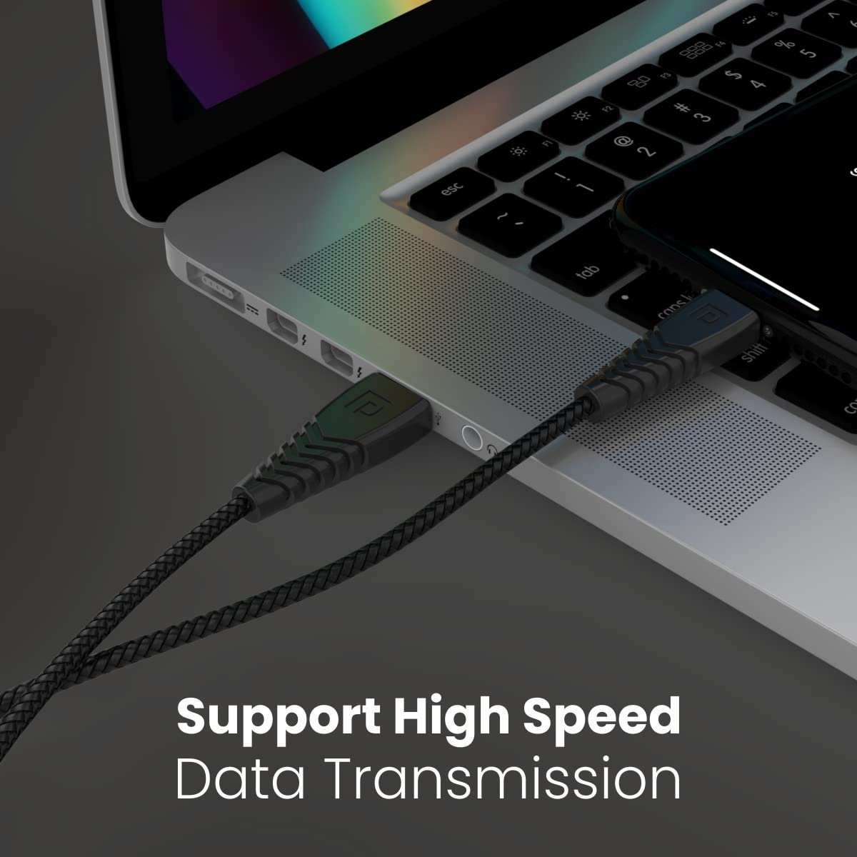 Portronics Konnect B Micro USB Cables For Fast Charging & Data Sync 3.0 Amp with PVC Heads I Nylon Braided I 1 mtr(Black) - Image 4