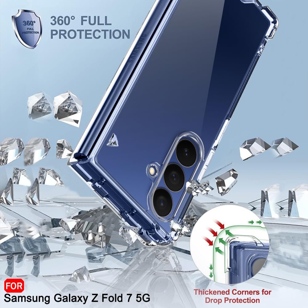 TheGiftKart Crystal Clear Back Cover Case for Samsung Galaxy Z Fold 7 5G | Shock Proof 360° Protection | Hard Clear Back Cover Case for Samsung Galaxy Z Fold 7 5G (PC & TPU, Transparent Bumper) - Image 3