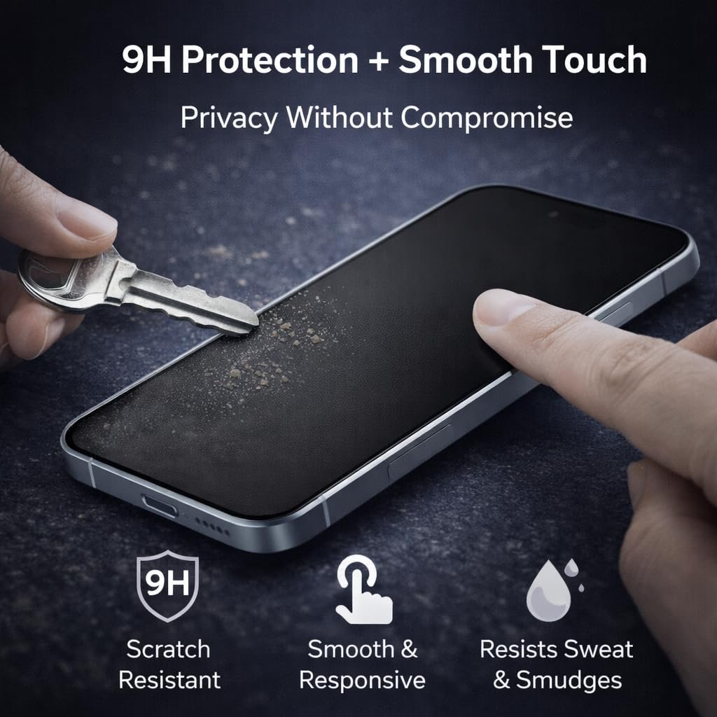 Shinroe Privacy Tempered Glass for iPhone 13 | 13 Pro | 14 | 16e (6.1 Inch) Military Grade 9H Tempered Glass, Anti-Scratch, Shatterproof, Edge-to-Edge Full Coverage (Black) - Image 4