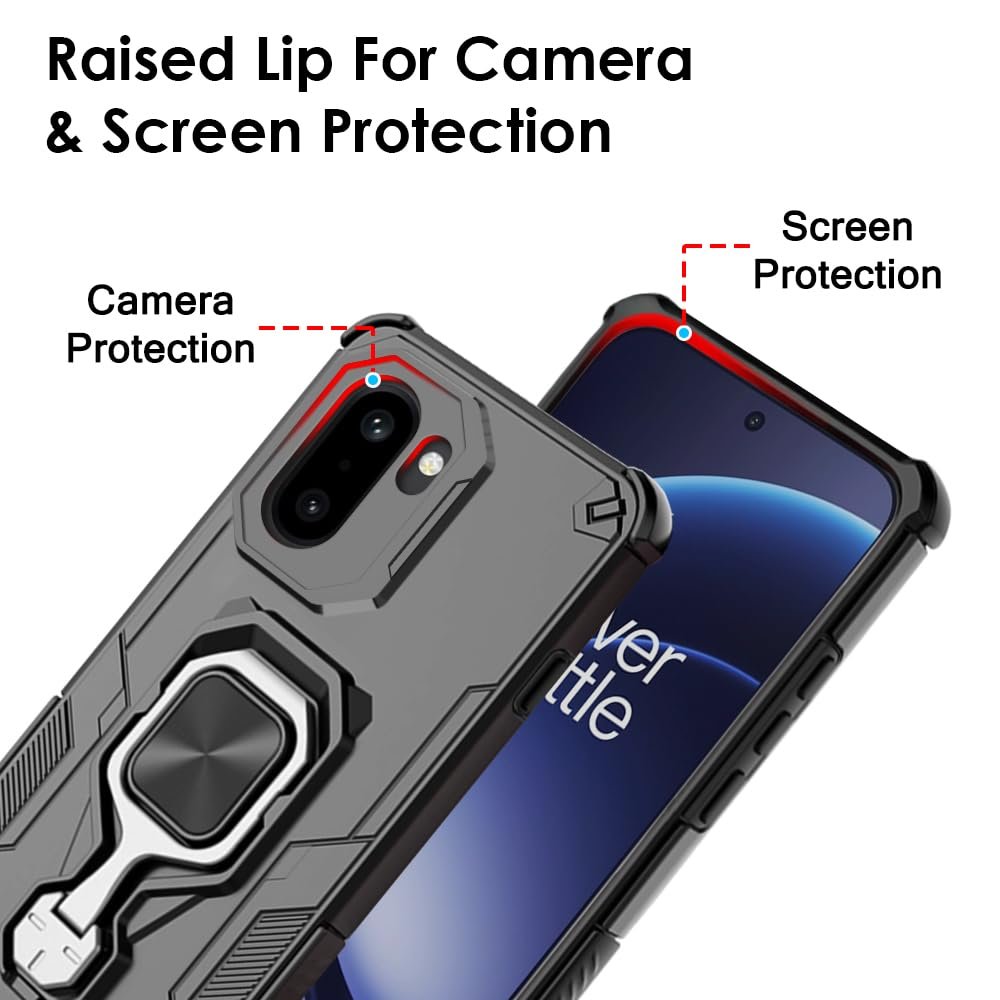 TheGiftKart Tough Armor Bumper Back Case Cover for OnePlus 15R 5G | Ring Holder & Kickstand in-Built | 360 Degree Protection Back Case Cover for OnePlus 15R 5G (PC & TPU, Black) - Image 6