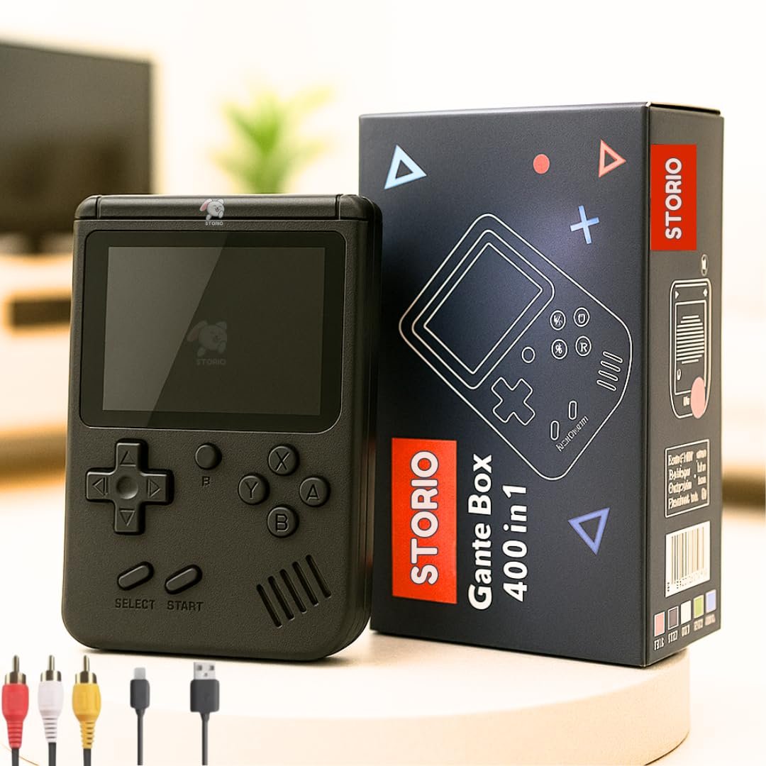 Storio Rechargeable Pocket Video Game for Kids 400 in 1 Retro Game Box Console Handheld Game Box with TV Output - Multicolor