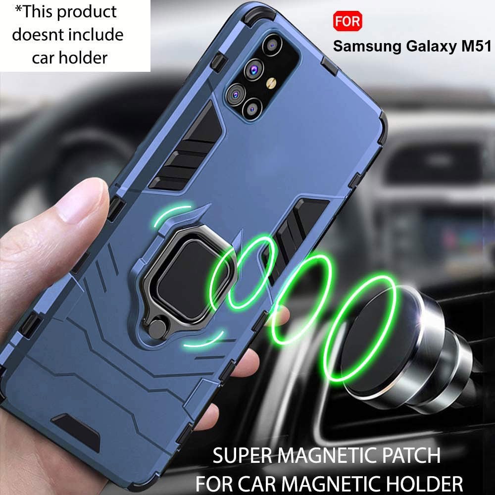TheGiftKart Tough Armor Bumper Back Case Cover for Samsung Galaxy M51 | Ring Holder & Kickstand in-Built | 360 Degree Protection | Hard Back Case Cover for Samsung Galaxy M51 (PC & TPU, Greyish Blue) - Image 7