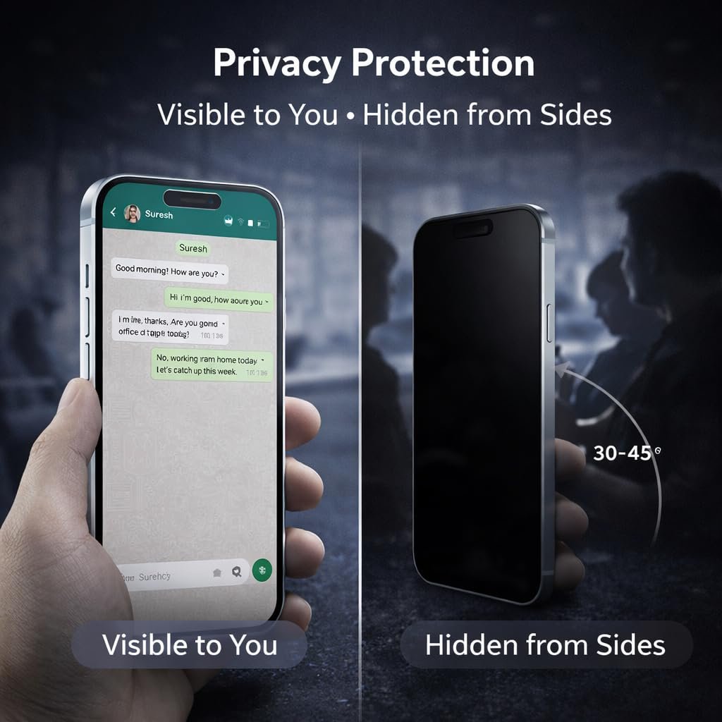 Shinroe Privacy Tempered Glass for iPhone 13 | 13 Pro | 14 | 16e (6.1 Inch) Military Grade 9H Tempered Glass, Anti-Scratch, Shatterproof, Edge-to-Edge Full Coverage (Black) - Image 7