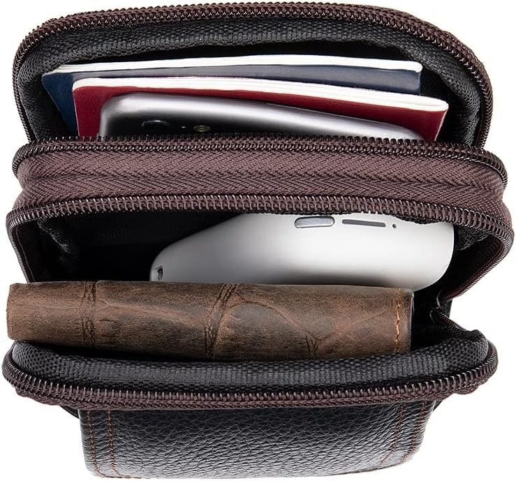 Saco Rugged Nylon Mobile Pouch for Men – Dual Phone Holster with 2 Zipper Pockets & Snap Button, Belt Loop & Clip, Smartphone Belt Case up to 6.8 Inch | Crossbody & Sling Bag for Men & Women - Image 3