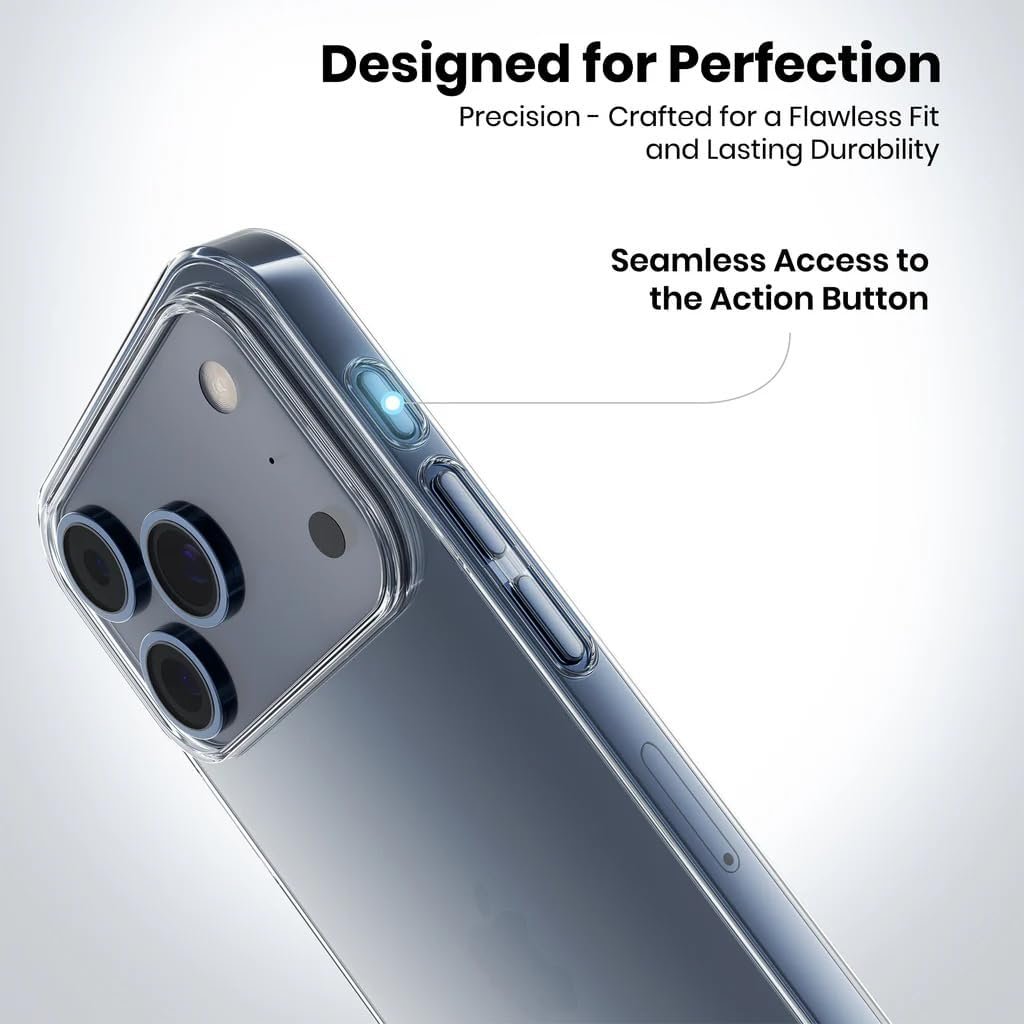 TIANI Clear Transparent Back Case Compatible with iPhone 17 Pro Max | Anti-Yellowing Slim Fit, Shockproof Camera Protection, Lightweight Polycarbonate, Mobile Cover for Men & Women - Image 5