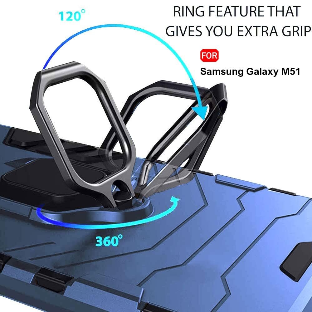 TheGiftKart Tough Armor Bumper Back Case Cover for Samsung Galaxy M51 | Ring Holder & Kickstand in-Built | 360 Degree Protection | Hard Back Case Cover for Samsung Galaxy M51 (PC & TPU, Greyish Blue) - Image 5