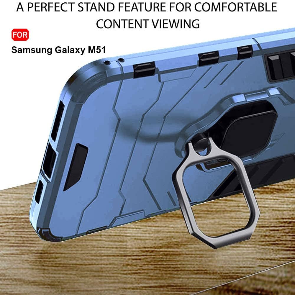 TheGiftKart Tough Armor Bumper Back Case Cover for Samsung Galaxy M51 | Ring Holder & Kickstand in-Built | 360 Degree Protection | Hard Back Case Cover for Samsung Galaxy M51 (PC & TPU, Greyish Blue) - Image 6
