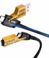 dealoma 4 in 1 Fast Charging Cable 65W | Multi Charging Cable with Type-C, USB-A, Lightning | PD Fast Charging Cable (4 in 1 (Yellow))