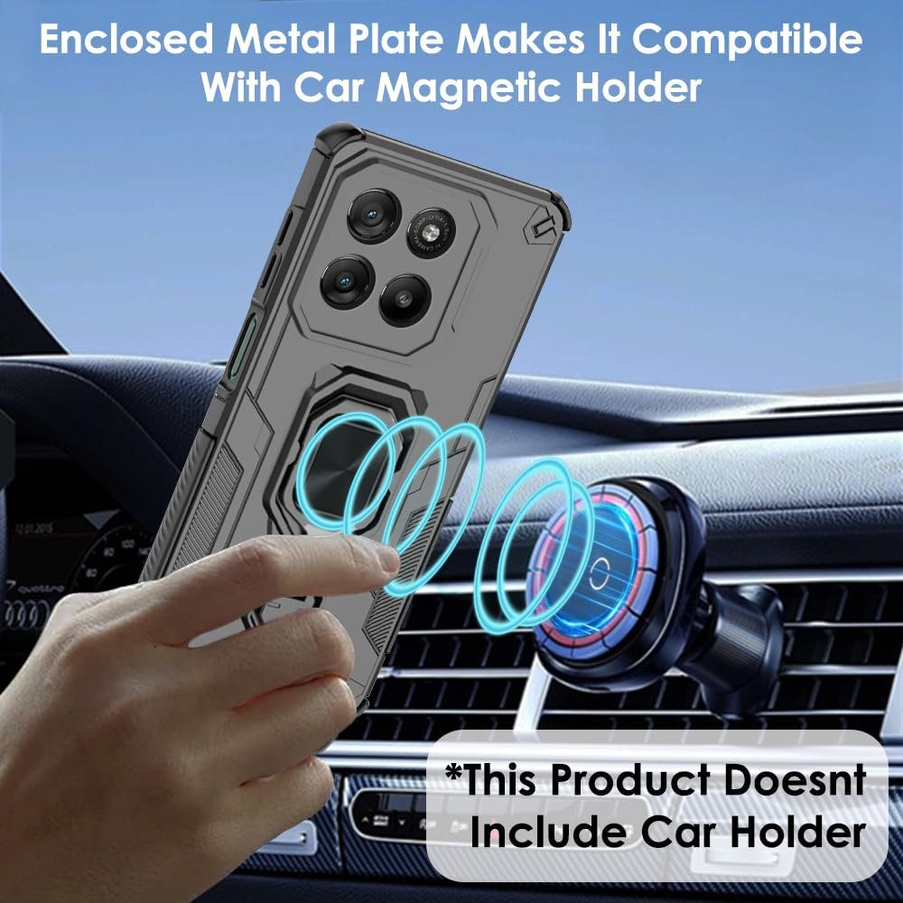 TheGiftKart Tough Armor Bumper Back Case Cover for Motorola Moto G67 Power / G57 Power 5G | Ring Holder & Kickstand in-Built | 360 Degree Protection Back Cover for Moto G67 Power 5G (PC & TPU, Black) - Image 3