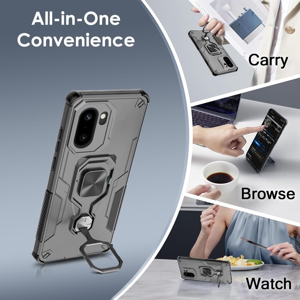 TheGiftKart Tough Armor Bumper Back Case Cover for OnePlus 15R 5G | Ring Holder & Kickstand in-Built | 360 Degree Protection Back Case Cover for OnePlus 15R 5G (PC & TPU, Black) - Image 7