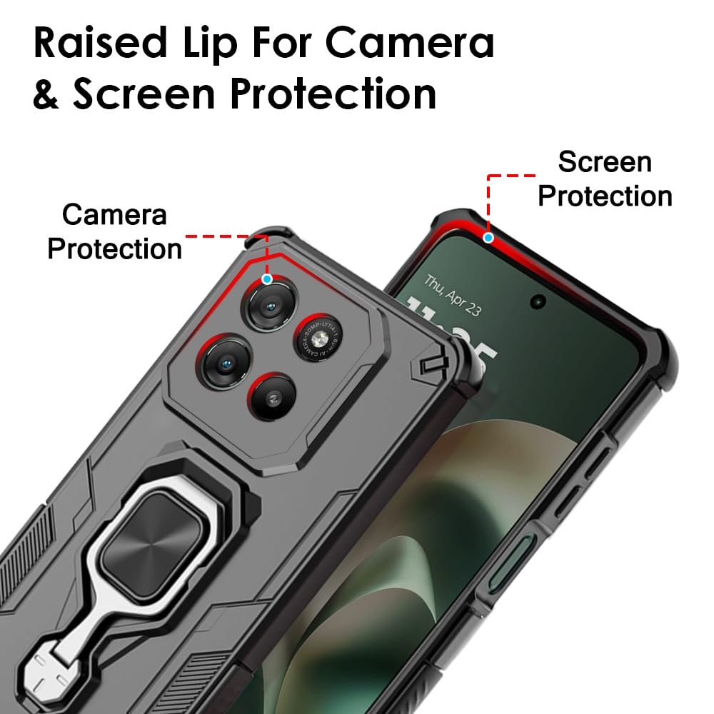 TheGiftKart Tough Armor Bumper Back Case Cover for Motorola Moto G67 Power / G57 Power 5G | Ring Holder & Kickstand in-Built | 360 Degree Protection Back Cover for Moto G67 Power 5G (PC & TPU, Black) - Image 6