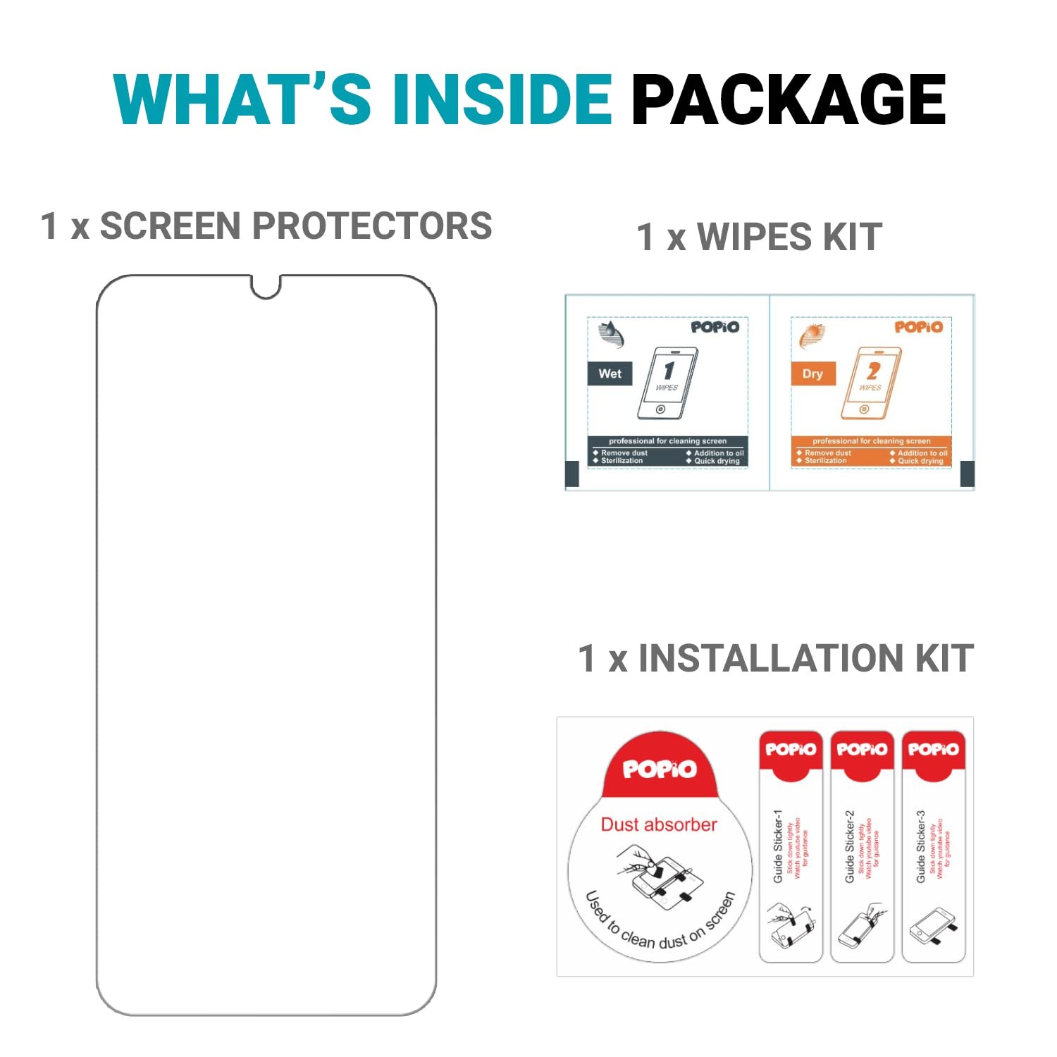 POPIO Tempered Glass Screen Protector for Samsung Galaxy F41 / M31 / M21 / M21S (Transparent) Full Screen Coverage (Except Edges) With Easy Installation Kit For Cellphone - Image 2