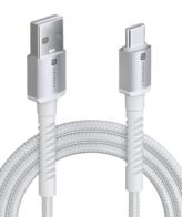 Portronics Konnect X USB to Type C Cable with 3A Output, Fast Charging & Data Transfer, Nylon Braided, Aluminium Alloy Shell, 1M Length compatible with Type C Smartphones(White)