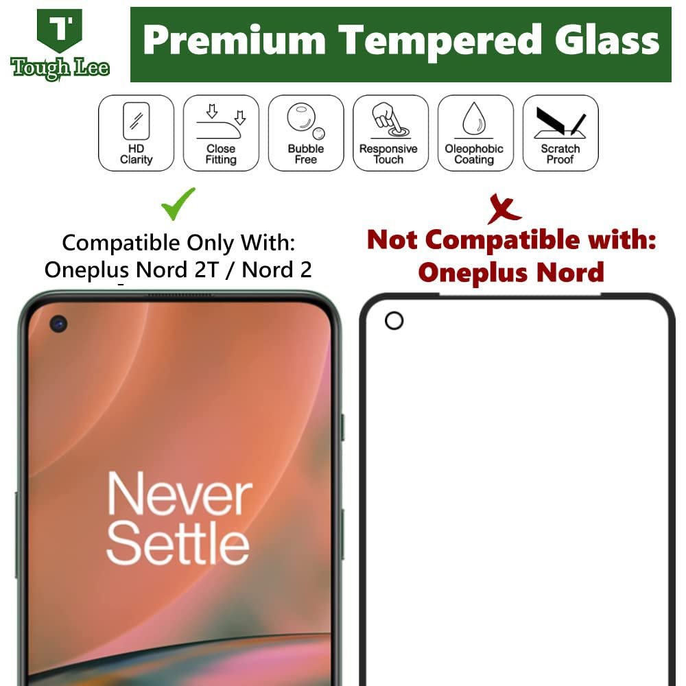 Tough Lee Tempered Glass Screen Guard Protector for OnePlus Nord 2T 5G / Oneplus Nord 2 5G / X PAC-Man Edition (Black) Edge to Edge Full Screen Coverage with Easy Installation Kit; Pack of 1 - Image 6
