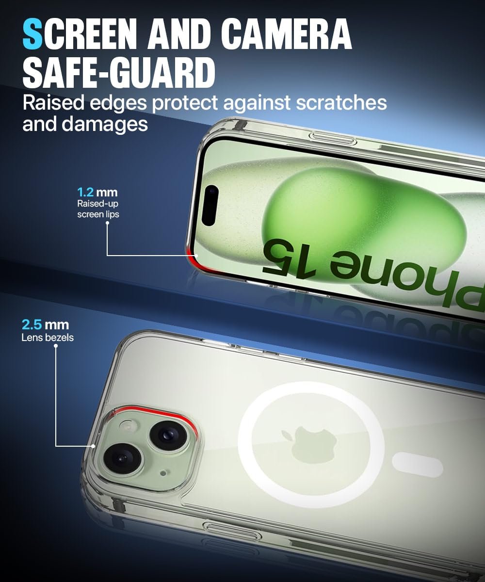 WOW IMAGINE Ultra-Hybrid Back Case Cover for iPhone 15 Compatible with MagSafe | Sleek Hard Crystal Clear Back | Drop & Camera Protection | Shockproof Mobile Case For iPhone 15 (PC & TPU, Transparent) - Image 5