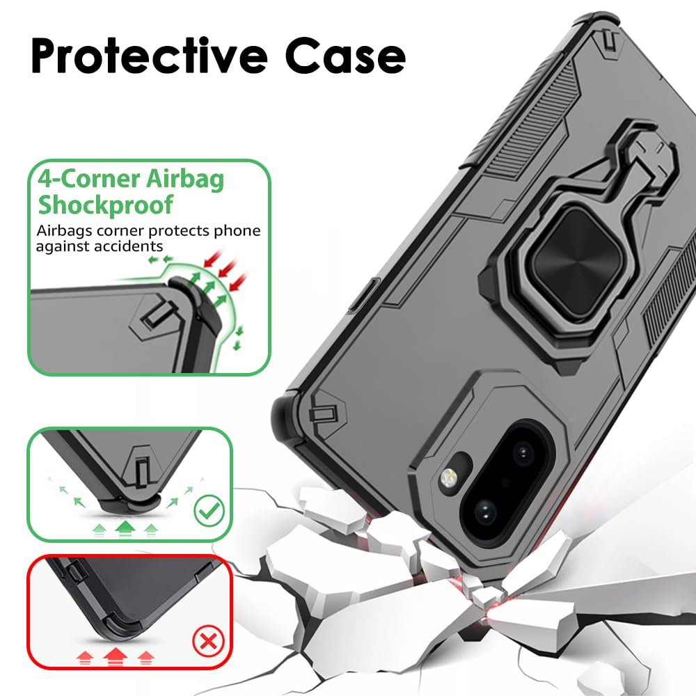 TheGiftKart Tough Armor Bumper Back Case Cover for OnePlus 15R 5G | Ring Holder & Kickstand in-Built | 360 Degree Protection Back Case Cover for OnePlus 15R 5G (PC & TPU, Black) - Image 4