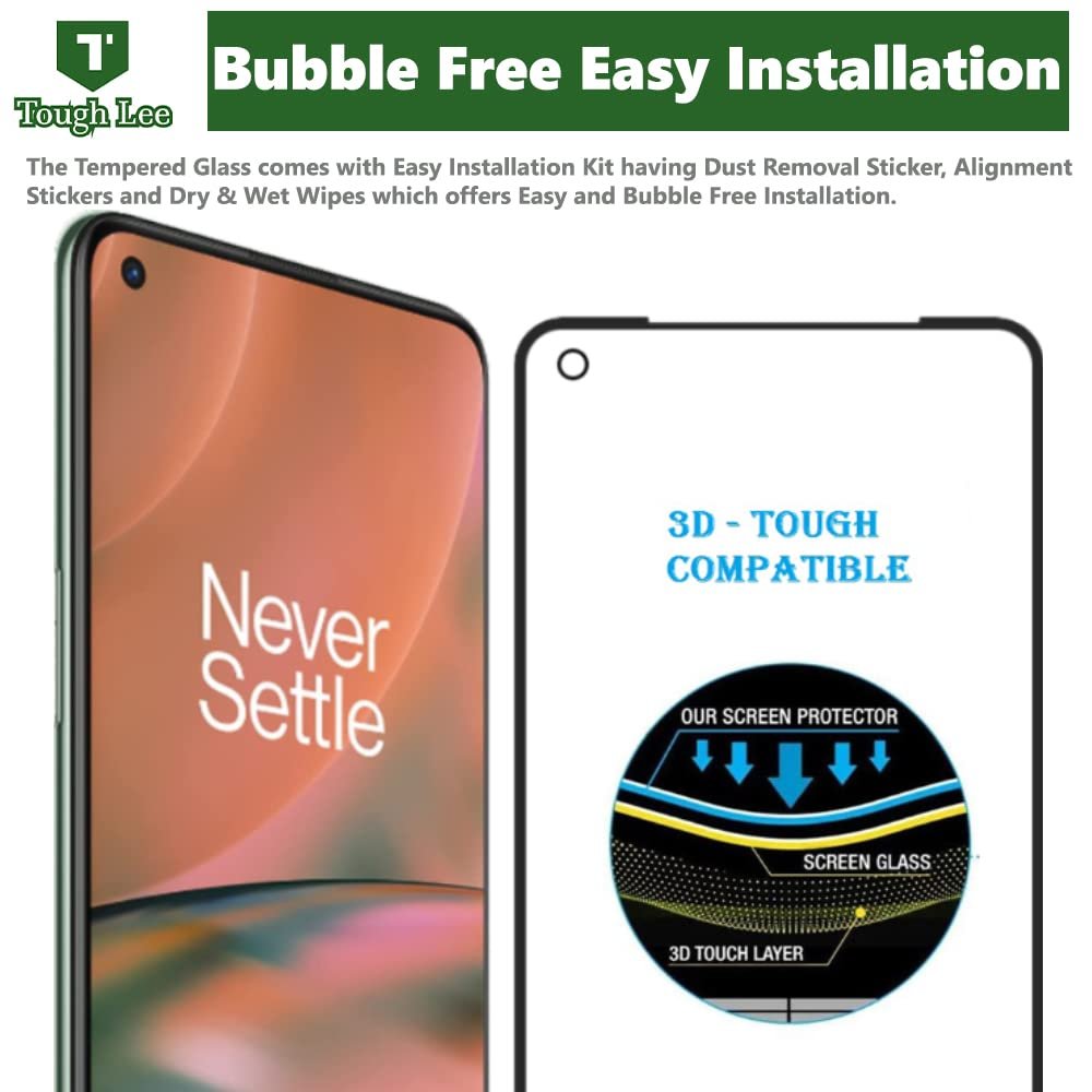 Tough Lee Tempered Glass Screen Guard Protector for OnePlus Nord 2T 5G / Oneplus Nord 2 5G / X PAC-Man Edition (Black) Edge to Edge Full Screen Coverage with Easy Installation Kit; Pack of 1 - Image 3