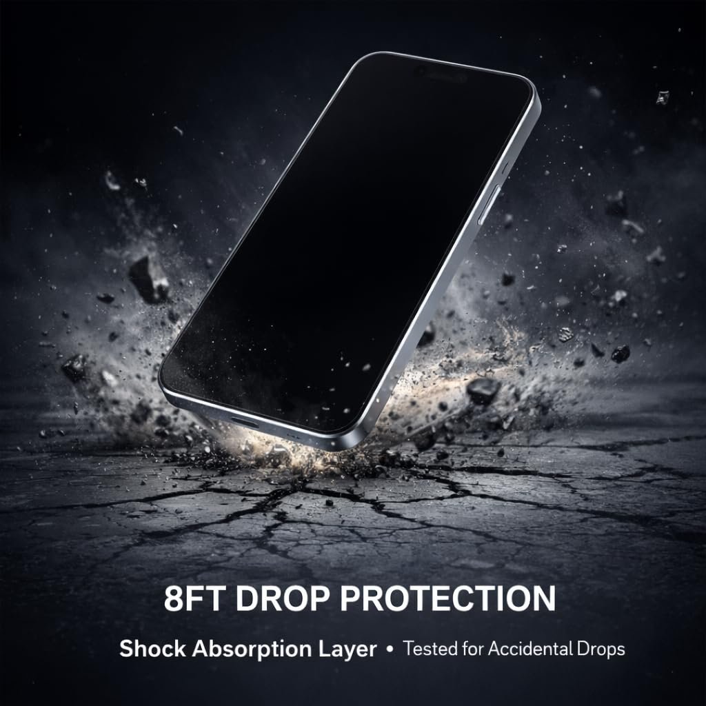 Shinroe Privacy Tempered Glass for iPhone 13 | 13 Pro | 14 | 16e (6.1 Inch) Military Grade 9H Tempered Glass, Anti-Scratch, Shatterproof, Edge-to-Edge Full Coverage (Black) - Image 5