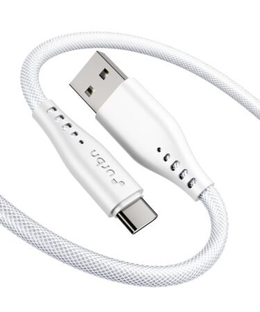 URBN Flow Cord 25W Super Fast Charging Cable | USB-A to Type C | Supports Apple Car Play & Android Auto| Super Fast Charging and Data Transfer | Nylon Braided 1.5 Meter | 6 Months Warranty (White)
