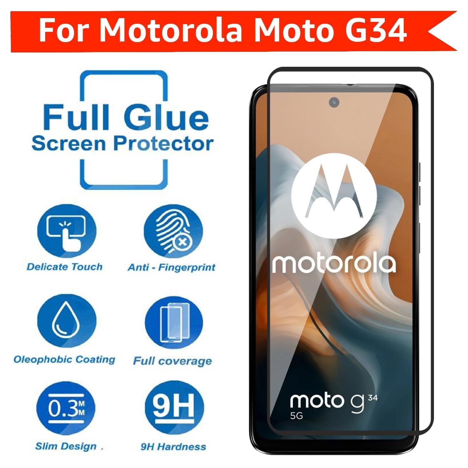 DD SON Tempered Glass Screen Protector Compatible for Moto G34 5G / Moto G45 5G (11D) with Edge to Edge Coverage and Easy Installation kit,Black - Image 3