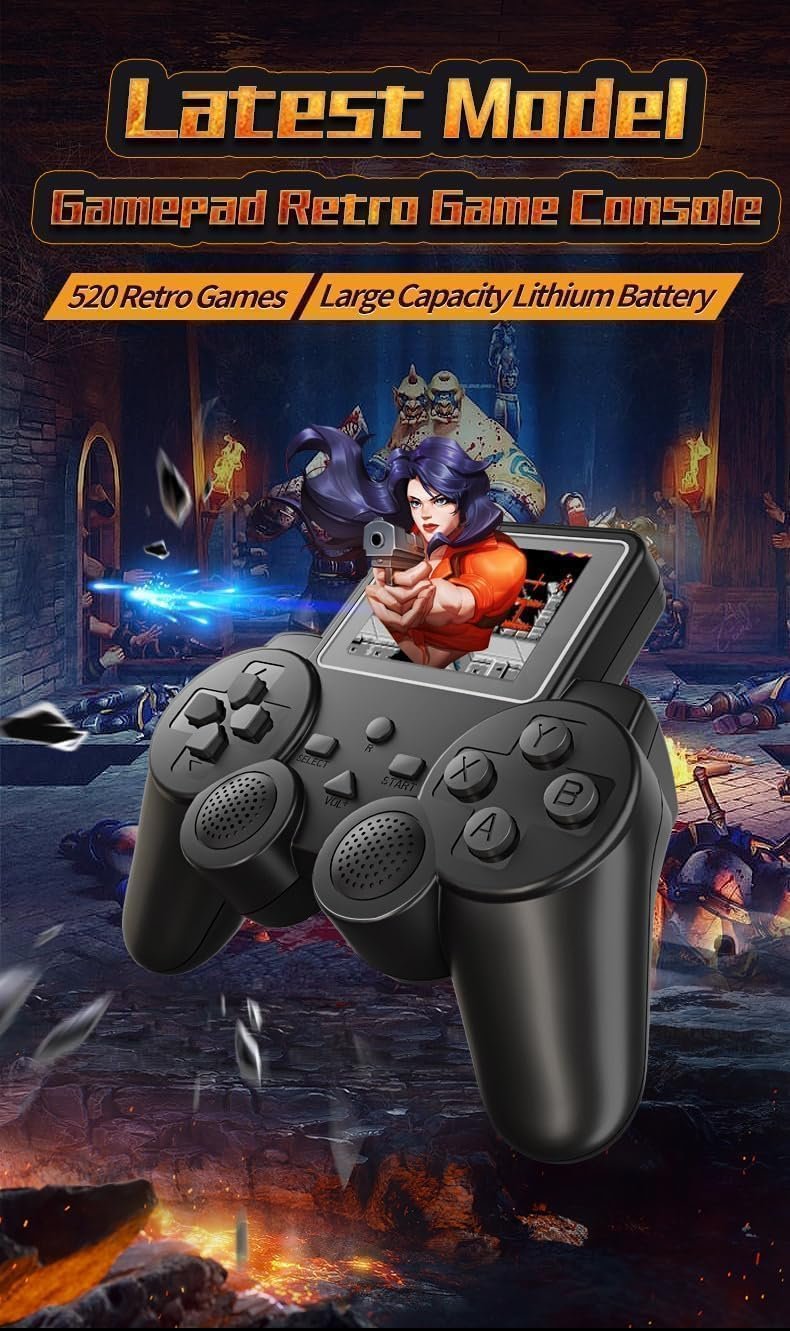 Smartcam® Retro Handheld Gaming Console for Kids & Adults | 520+ Built-in Classic Video Games | Portable Rechargeable Mini Game Player | TV Output | Gift for Boys & Girls Ages 6–14 - Image 4