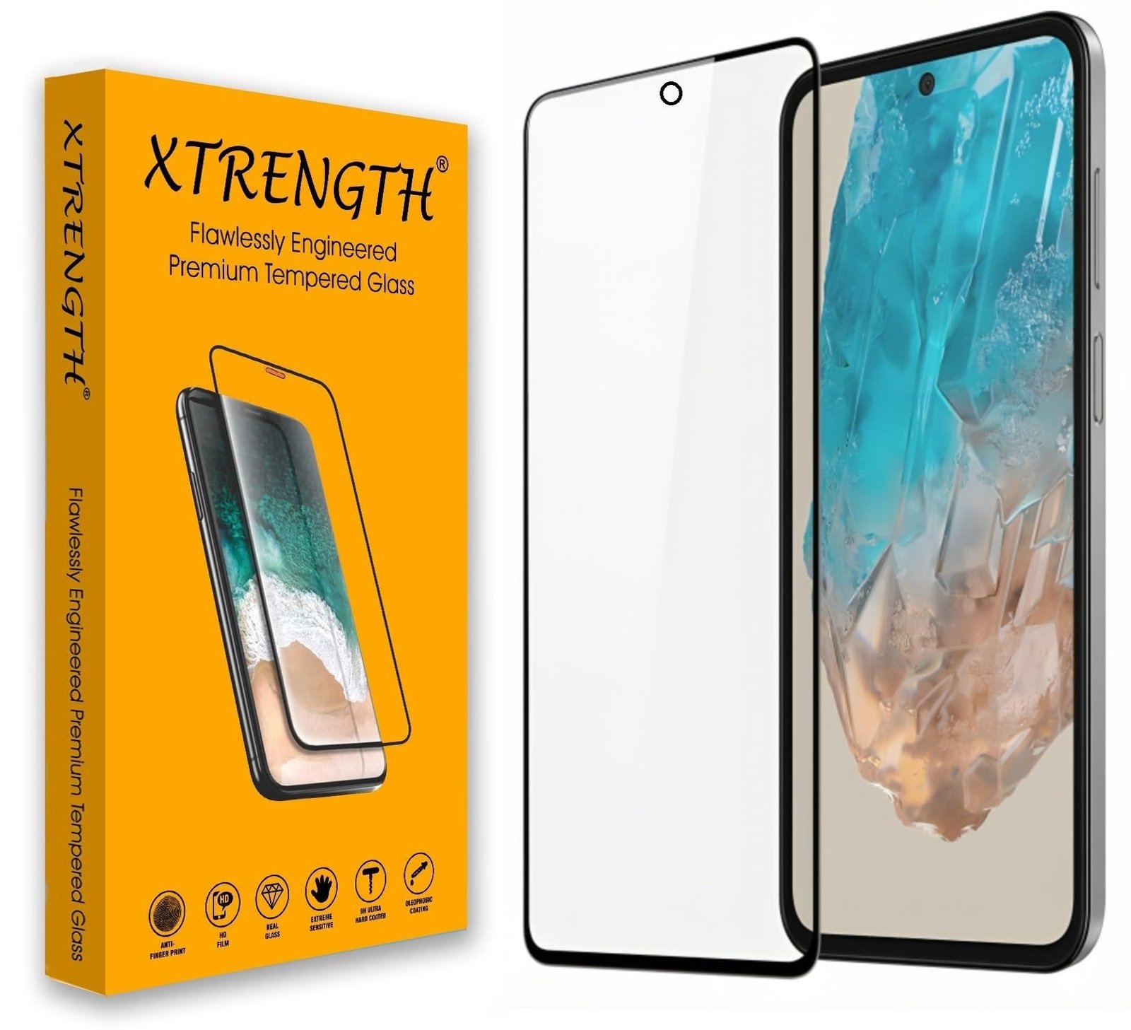 XTRENGTH Advanced HD+ Tempered Glass Screen Protector Designed for Samsung Galaxy M35 / A35 / A55 5G - Edge to Edge Full Screen Coverage with Easy Installation Kit (Anti-Scratch)