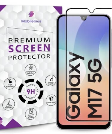 Mobilebies® Premium Tempered Glass Screen Protector Guard For Samsung M17 5G (6.7 Inch, Pack of 1) | Edge to Edge Coverage With Easy to installation kit