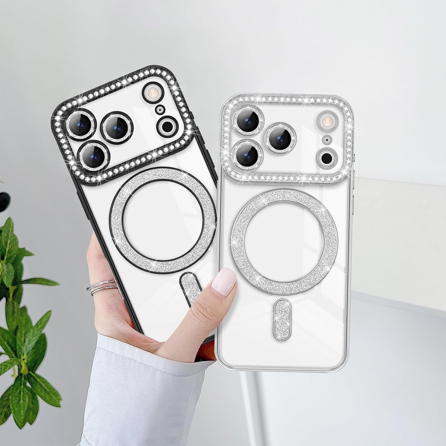 GoldKart Case for iPhone 17 Pro | Glitter Sparkling Diamonds Mobile Case Compatible with MagSafe | Luxury Flexible TPU Protective Case | Drop Protection Shockproof Cover for iPhone 17 Pro - Silver - Image 3