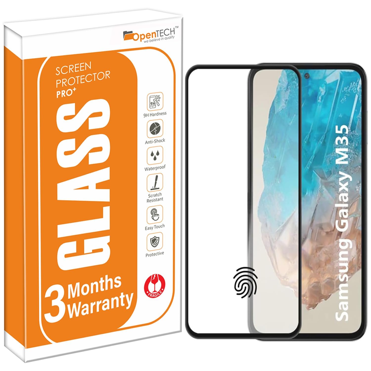 OpenTech® Military-Grade Tempered Glass Screen Protector Compatible For Samsung Galaxy M35 5G (6.6 Inches) With Edge To Edge Coverage And Easy Installation Kit