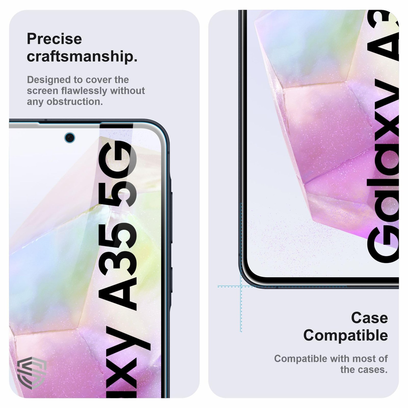 Skyddshield Military-Grade Gorilla Tempered Glass For Samsung Galaxy A35 and Samsung Galaxy A55 (6.6 Inch) With Installation Kit | Edge to Edge Coverage | Black - Image 2