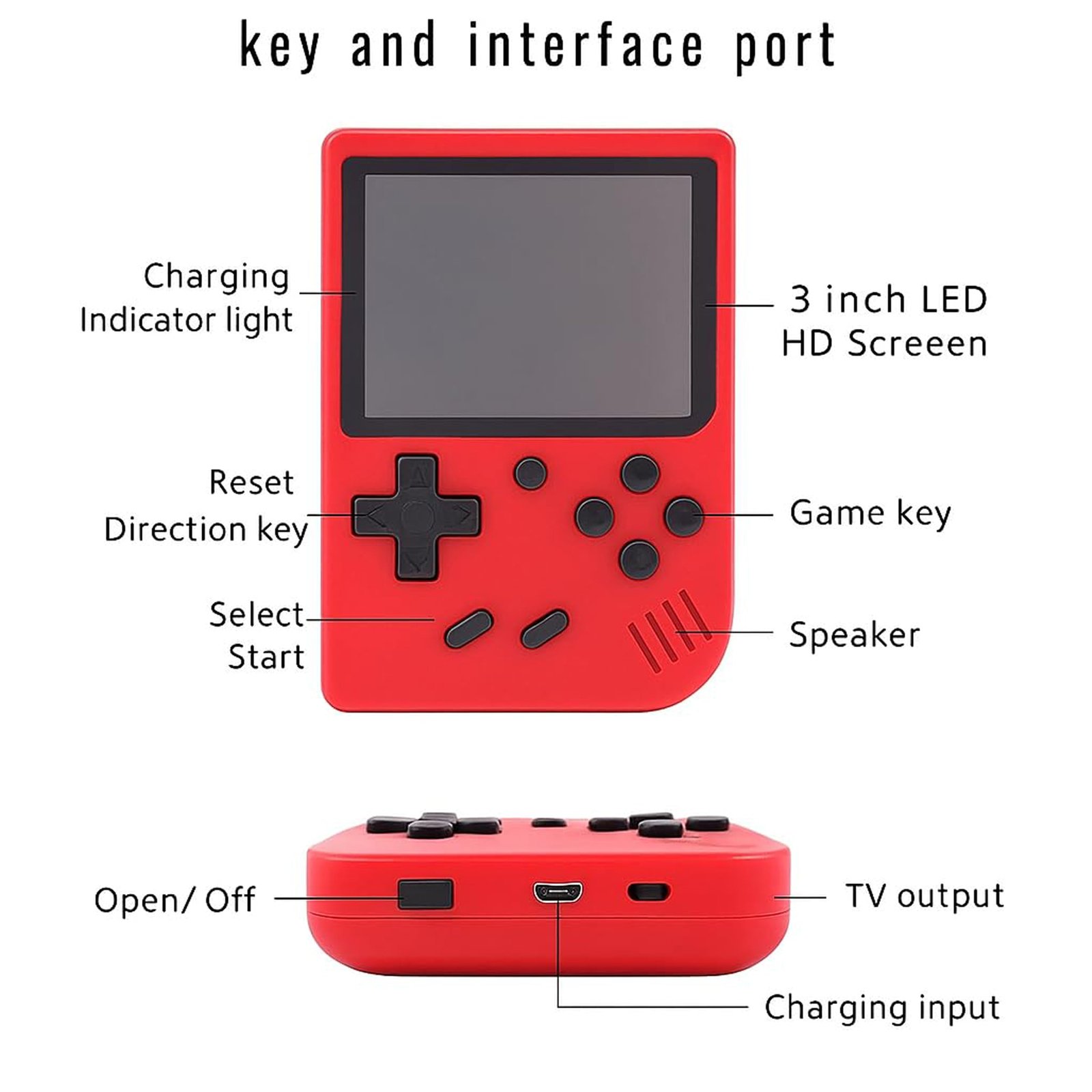 Parteet Rechargeable Pocket Video Game for Kids 400 in 1 Retro Game Box Console Handheld Game Box with TV Output - (Color and Design Will be Send as per Stock) - Image 5