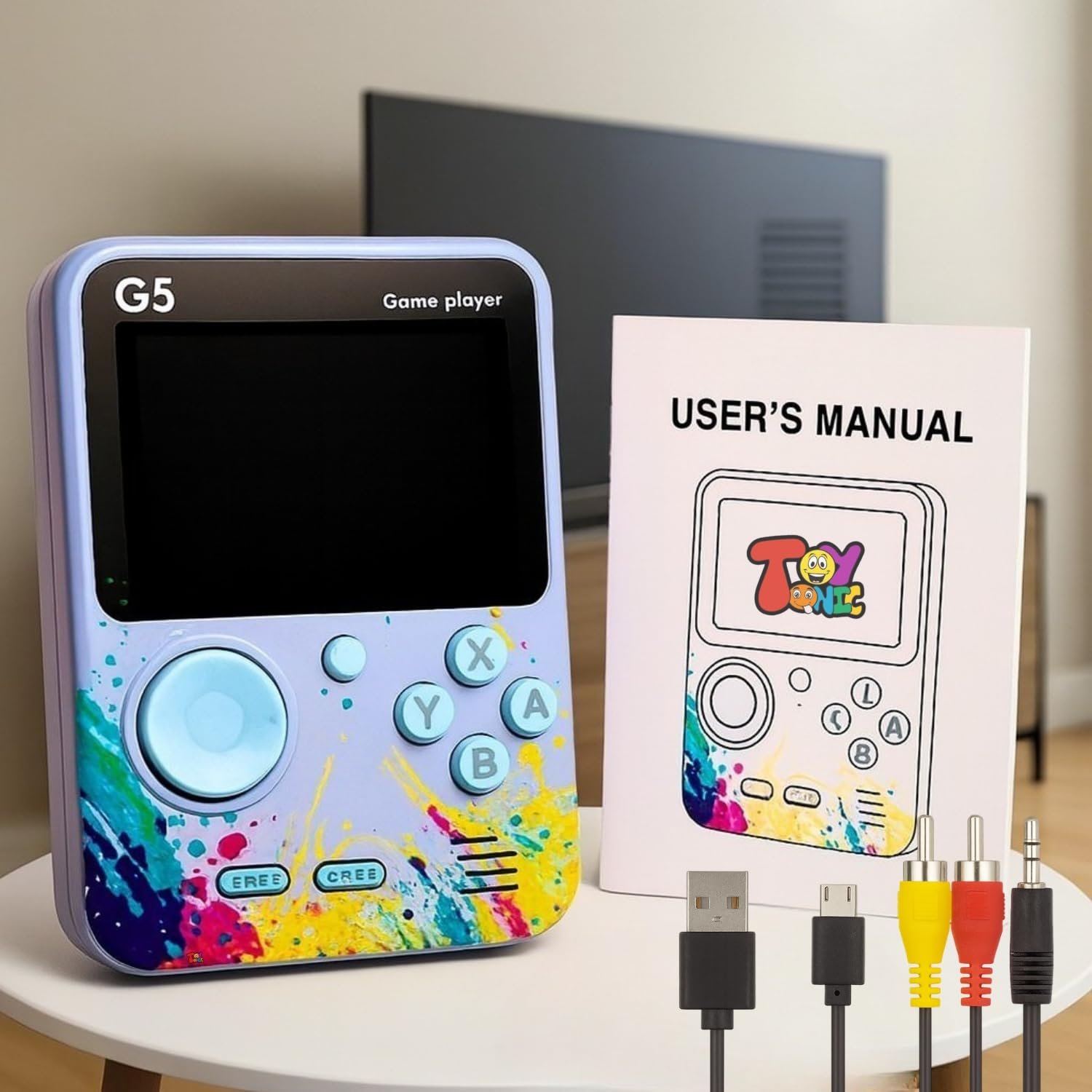 TOYTONIC G5 Handheld Game Console for Kids, Retro Gaming Device with 3.0" HD Screen, Built-in 500 Classic Games, AV Output, Random Color โ Portable Game Player for Boys & Girls, Multicolour