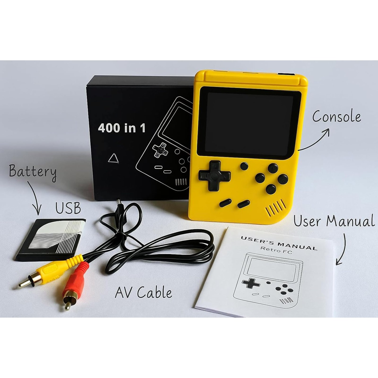 Parteet Rechargeable Pocket Video Game for Kids 400 in 1 Retro Game Box Console Handheld Game Box with TV Output - (Color and Design Will be Send as per Stock) - Image 2