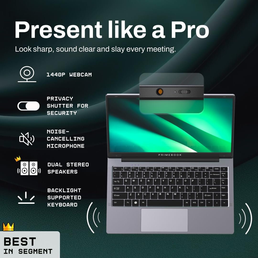 2 Pro (2026) | 8GB RAM, 128GB UFS Storage | 14.1-Inch FHD IPS Display | 14 Hours Battery | MediaTek Helio G99 | Android 15 (PrimeOS 3.0) | Backlit Keyboard | in-Built AI (Gray) - Image 7
